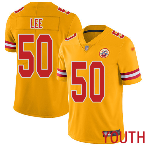 Youth Kansas City Chiefs #50 Lee Darron Limited Gold Inverted Legend Nike NFL Jersey